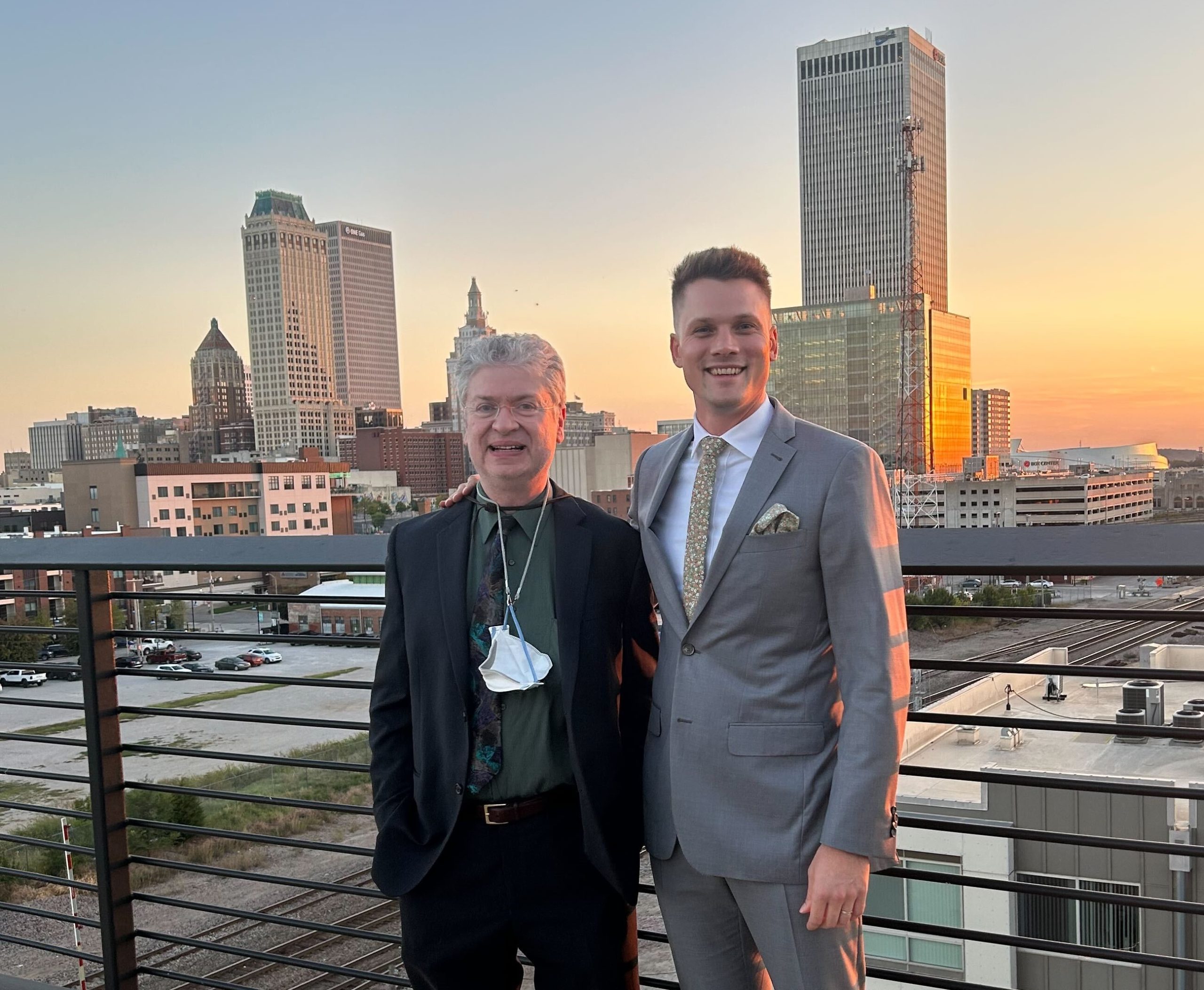AU attorneys Alex Luchenitser and Luke Anderson in Tulsa, Okla., in September 2025 for Oklahoma Appleseed Center for Law & Justice's Good Apple Awards.