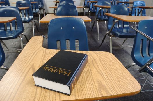 Bible on a school desk Bible on a school desk