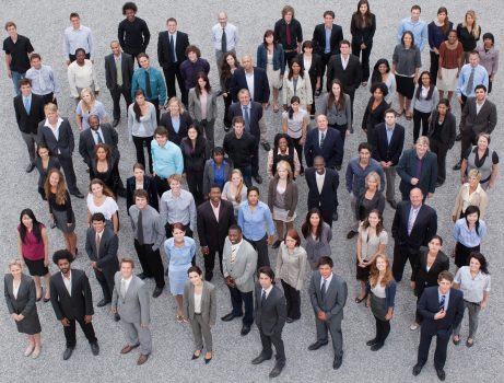 Portrait of business people in crowd