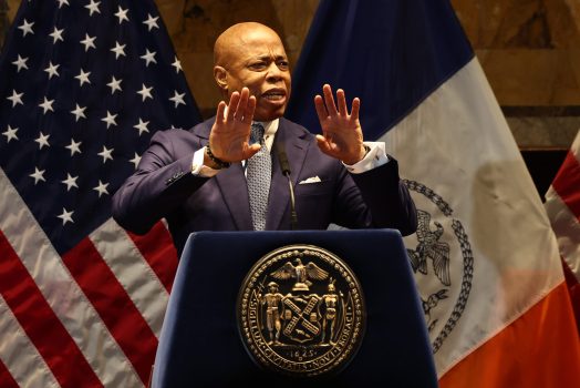 NEW YORK, NEW YORK - JANUARY 30: Mayor Eric Adams speaks during the Annual Interfaith Breakfast at the New York Public Library on January 30, 2025 in New York City. The Justice Department is reportedly in talks to drop its corruption case against Mayor Adams. Adams is schedule to stand trial on federal corruption charges on April 21, 2025. (Photo by Michael M. Santiago/Getty Images)