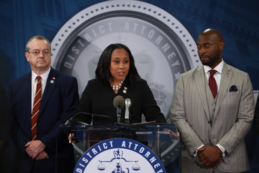 ATLANTA, GEORGIA - AUGUST 14: Fulton County District Attorney Fani Willis speaks during a news conference at the Fulton County Government building on August 14, 2023 in Atlanta, Georgia. A grand jury today handed up an indictment naming former President Donald Trump and his Republican allies over an alleged attempt to overturn the 2020 election results in the state.   (Photo by Joe Raedle/Getty Images)