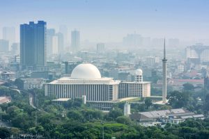 Aerial views of Istiqlal Mosque Jakarta, Indonesia