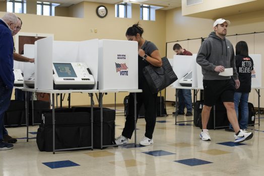 COLUMBUS, OHIO - NOVEMBER 7: Voting at a polling location on November 7, 2023 in Columbus, Ohio. 2023 Ohio Issue 1, officially titled "The Right to Reproductive Freedom with Protections for Health and Safety," would codify reproductive rights in the Ohio Constitution, including contraception, fertility treatment and the right to abortion up to the point of fetal viability while permitting restrictions after. (Photo by Andrew Spear/Getty Images)