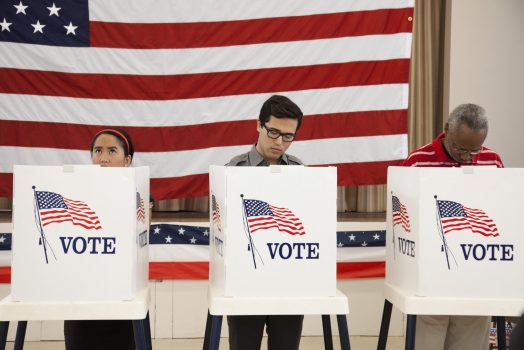 People voting in polling place