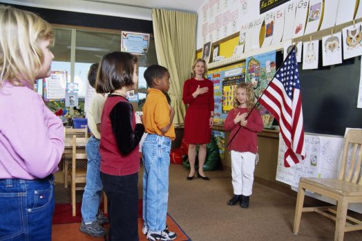 Students Saying Pledge of Allegiance in School