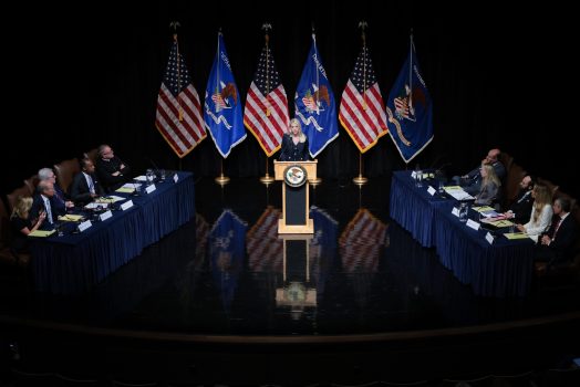 Religious Liberty Commission Holds First Hearing On Importance Of Faith To American Success WASHINGTON, DC - JUNE 16: Attorney General Pam Bondi speaks during the first hearing of U.S. President Donald Trump’s Religious Liberty Commission on "the importance of faith to American success" at the Museum of the Bible on June 16, 2025 in Washington, DC. The Religious Liberty Commission was established on May 01, 2025 following an executive order signed by Trump during the National Day of Prayer event at the White House. (Photo by Kayla Bartkowski/Getty Images)
